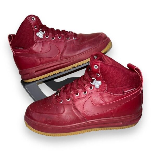 Nike Lunar Force 1 Sneaker Boots Dark Obsidian Red 706803-600 Youth 7 Women 8.5 - Picture 1 of 11
